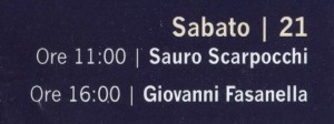 Programma di sabato 21 settembre 2013.