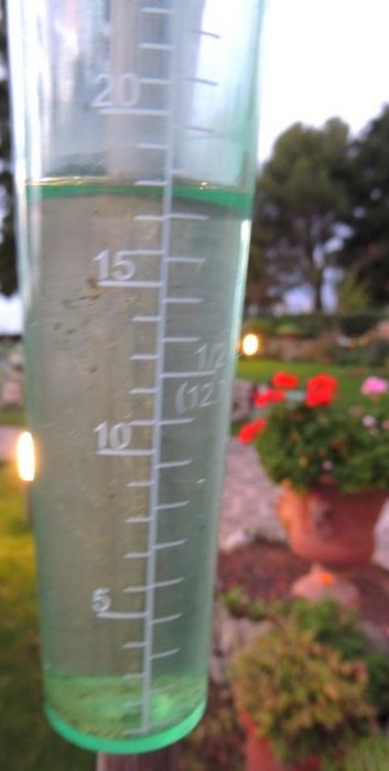 Pluie enregistrée par notre pluviomètre à l’Isola Maggiore durant la journée du jeudi 24/10/2013.
