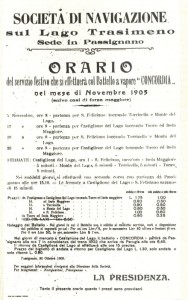 Novembre 1905 - Horaire et tarif du "Concordia".