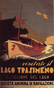 Années 30 - Affiche publicitaire de la Société Anonyme de NavigationTrasimeno.