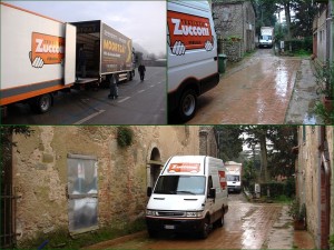 7/01/2009 - Transfert du camion de déménagement belge dans deux camionnettes italiennes que le Grifona va ensuite amener à l'Isola Maggiore.