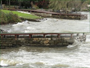 Rives et la jetée du bar de Silvia, aux prises avec les vagues.