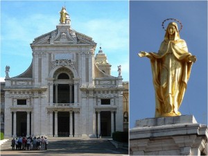 La basilique Santa Maria degli Angeli surmonté de sa Vierge "miraculeuse".