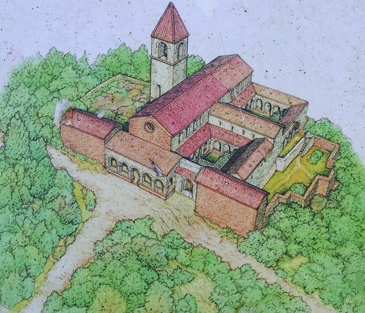 Couvent de saint François.Isola Maggiore.Lago Trasimeno.Dessin de Donato Spedaliere.